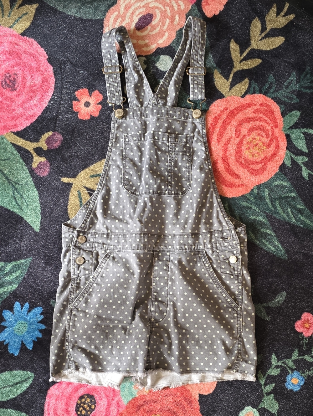 American Eagle Outfitters Gray Polka Dot Overalls